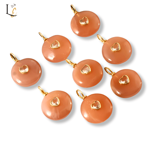 Colgante con Incrustaciones de Piedra Lunar Melocotón Natural, Colgante con Incrustaciones de Piedras Preciosas en Oro Vermeil, Colgantes Finos de Plata de Ley 925, Dijes al por Mayor - Product Image 5