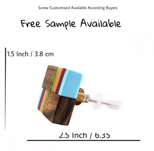 Perillas de madera de resina cuadradas Shabby Chic modernas y tirador de cuerno de hueso de latón para gabinetes de cocina y armarios cajones de dormitorio - Product Image 3