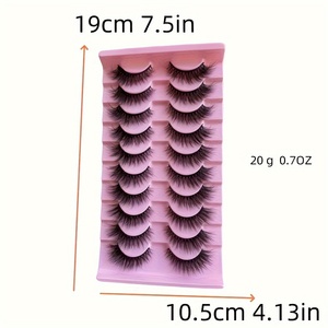 Set de 10 Pares de Pestañas Postizas 3D Voluminosas Semimanuales de 0.07MM de Grosor Diseñadas para un Look Dramático con Aspecto Desordenado y Denso - Product Image 3