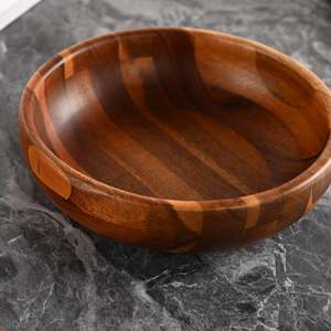 ชามไม้ขายดี ชามเสิร์ฟไม้ ชามธรรมชาติ สีน้ำตาล ทำด้วยมือ ใช้กับเครื่องล้างจานได้ ปลอดภัย เป็นมิตรกับสิ่งแวดล้อม เหมาะสำหรับผลไม้และสลัด - Product Image 3