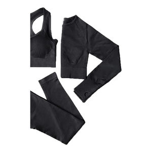 Ensemble de yoga fitness pour femmes de marque personnalisée, à maintien élevé, antibactérien, avec bretelles en U, en spandex/nylon, motif uni - Product Image 5