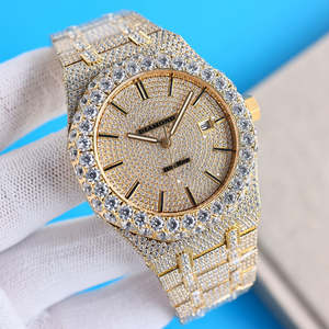 Montre pour homme de luxe en acier inoxydable automatique, sertie de diamants véritables, style hip-hop, résistante à l'eau - Product Image 3