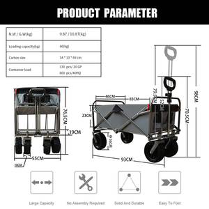 Usine directe belle <span class=keywords><strong>chariot</strong></span> pliant Portable en acier inoxydable <span class=keywords><strong>chariot</strong></span> <span class=keywords><strong>jardin</strong></span> plage Wagon Camp utilitaire Wagon - Product Image 2