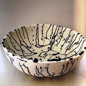 Bols de service en résine Luxe Wave Splatter faits à la main, polis, écologiques, compatibles lave-vaisselle, pour la décoration de fête, vaisselle de cuisine - Product Image 1