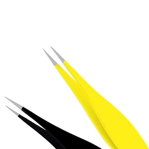 Pince à épiler professionnelle Hasni Surgical pour extensions de cils, nouvelle version, pointe nano, motif cœur, 75 degrés, pointe fine, en acier inoxydable - Product Image 1