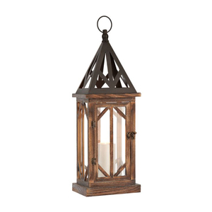 Linterna hecha de madera con linterna colgante superior de Metal negro decoración moderna linterna colgante interior hogar Navidad portavelas - Product Image 2