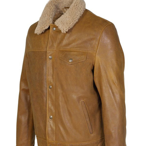 Veste en cuir pour homme de haute qualité, personnalisée, pour l'hiver, couleur unie, style décontracté, col montant, nouveau style, coupe-vent unisexe personnalisé - Product Image 6