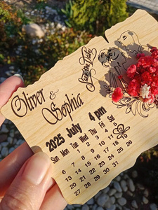 Carte Save the Date en bois Fleurs séchées Rappel pratique Beau cadeau souvenir chaud pour les invités - Product Image 3