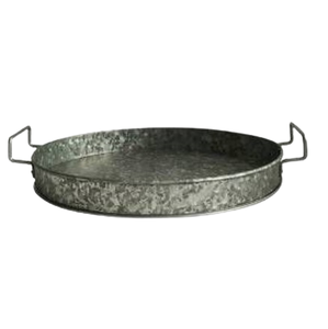 Plato de servicio galvanizado decorativo hecho a mano con mango de metal vintage elegante bandeja de mesa de granja - Product Image 1