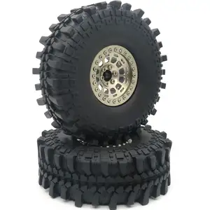 4x RC 2,2 Crawler-Mud Tires 145mm y ruedas Beadlock de aluminio con compensación negativa 2,2