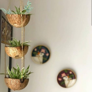 Adornos naturales para jardín, venta al por mayor, macetas grandes de coco hechas a mano, precio barato, macetas colgantes para aplicación en el hogar - Product Image 5