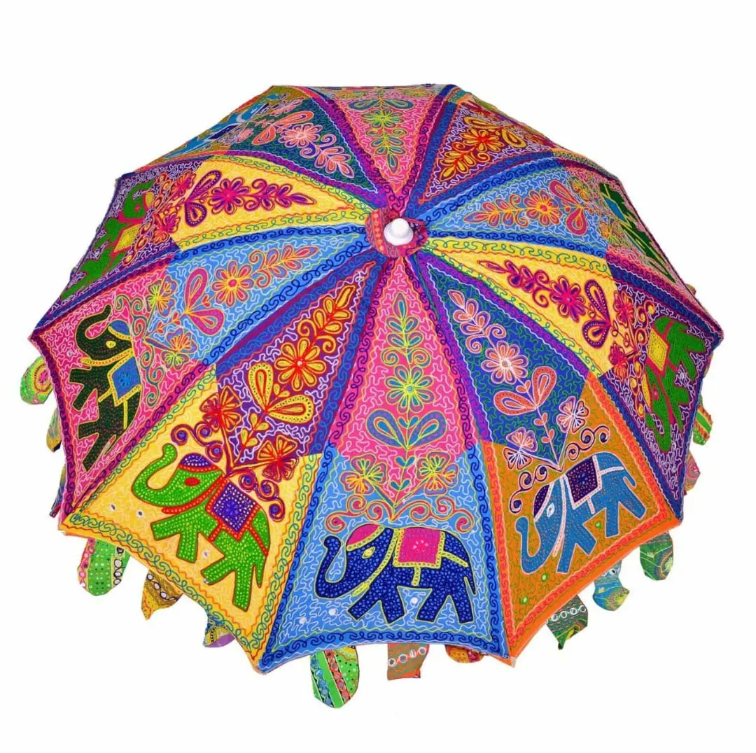 Parapluie double couche imprimé éléphant et protection UV Parapluie de luxe à poignée dorée Parapluie le moins cher pour les fêtes de mariage