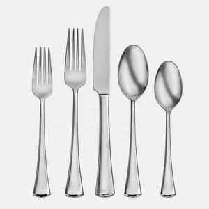 Entrega rápida Hotel Acero inoxidable Cena Cuchillo Tenedor Mango rectangular Plata Negro Mate Plateado Cubiertos Cuchara y tenedor Set - Product Image 2