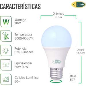 Ampoule LED à capteur 10W E27, éclairage LED à activation au crépuscule, économe en énergie - Product Image 1