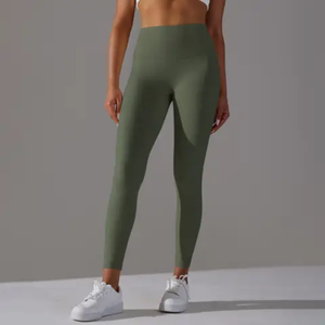 Custom Logo Soft High-Waisted Yoga <b>Leggings</b> for Women Sports Running <b>Leggings</b> With Pocket 100% Spandex Seamless - Product Image 1