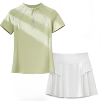 DRUR 2025 Combinaison de sport d'été pour femmes 2pcs Fitness Top Skort Set Ladies Golf Wear Ball Gown Sportswear Outfits Tennis Skirt