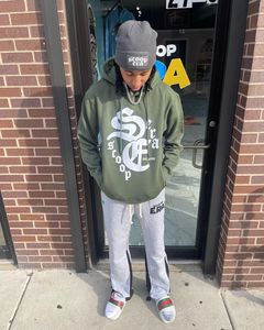 Pull-over à capuche et pantalon de survêtement évasé à impression numérique unisexe 100% coton Survêtement d'hiver écologique pour hommes - Product Image 4