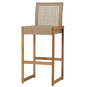 Taburete de Bar Moderno con Respaldo Tejido, Madera Maciza Ecológica, Asiento Cómodo para Barra de Cocina, Comedor, Hogar, Bar, Cafetería, Restaurante - Product Image 5