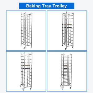Stainless Steel Commercial Kitchen Shelving Cart Baking Rack Tray Trolley with 4 Casters 2 Brakes - Product Image 3