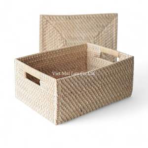 Panier de rangement en rotin naturel tissé à la main pour la chambre à coucher, la salle de bain et l'utilisation quotidienne - Product Image 1