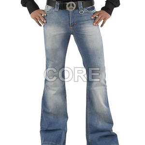 กางเกงยีนส์ขาบานของผู้ชายกางเกงซักสีตามสั่งบริการ OEM ใหม่ - Product Image 1