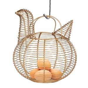 Panier à œufs en métal pour la cuisine avec poignée, support décoratif en fil métallique pour la maison, la ferme et le garde-manger - Product Image 4