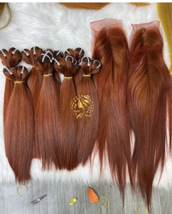 Extensions de cheveux vierges vietnamiennes droites naturelles de haute qualité fermeture bicolore avec partie centrale en surbrillance - Product Image 1