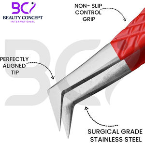 Pince à épiler d'extension personnalisable en acier inoxydable Greffe de cils durable avec des nuances droites incurvées rouges pointues disponibles - Product Image 4