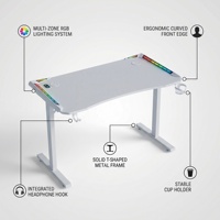 Bureau de jeu robuste avec cadre en acier et éclairage LED RGB pour le bureau à domicile