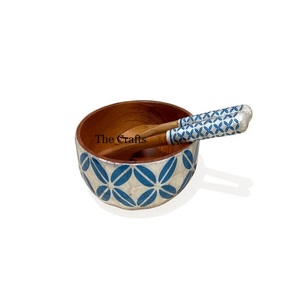 Cuenco de comida de madera de mejor diseño con cucharas, forma redonda, tamaño personalizado, cuenco para servir frutas y alimentos a granel - Product Image 3