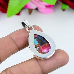 Colgante de Joyería Artesanal de Estilo Bohemio para Mujer, con Piedra Turquesa y Cobre, Plata de Ley 925 con Baño de Rodio, Solitario - Product Image 2