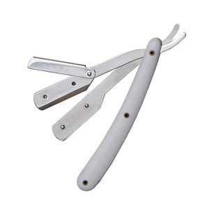 Men's 6.5\" Stainless Steel Manual Shaver With Leather Pouch Disposable Straight Edge Razor for Barbershop and Salon Use - Product Image 2