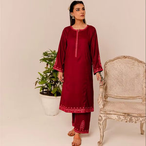 Alta calidad personalizada cuello redondo mujeres lana/khaddar vestido/ropa tradicional paquistaní mujeres lana vestidos trajes OEM - Product Image 1