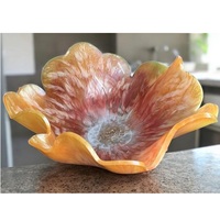 Bol ondulé en verre soufflé à la main Encrier Couleur noire Magnifique unique en son genre tourné décoratif Découvrez la beauté de notre fabrication artisanale