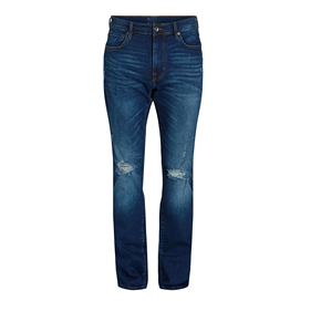 Jeans en denim délavé confortable de grande taille pour hommes Pantalons personnalisés Jeans décontractés à la mode, coupe ajustée et à motif droit pour hommes BD - Product Image 1