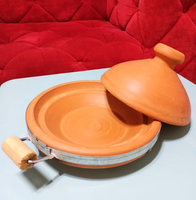 Grand Tajine Marocain Traditionnel Non Émaillé avec Poignées, Fait Main, Sans Plomb, Ustensiles de Cuisine, Pots à Tajine