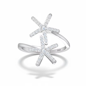 Bague en or 14 carats et diamants naturels taille brillant ronds The Stellar Star Crossover pour femme |   0,25 carats pour usage quotidien - Product Image 1