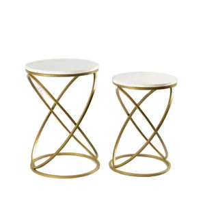 Table d'appoint dorée de taille personnalisée la plus récente avec plateau en verre meubles de qualité supérieure Tables centrales élégantes de luxe Table d'appoint - Product Image 2