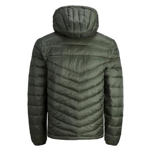Veste matelassée à capuche pour homme, coupe ajustée, finition mate, coupe-vent, respirante, écologique, manteau d'hiver avec logo sur le devant - Product Image 2