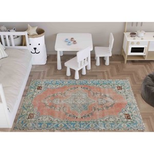 Alfombra con Estampado Geométrico, Turca, Verde, Antigua, Moderna, para Regalo, Baño, Boda, con Pelo Suave - Product Image 2