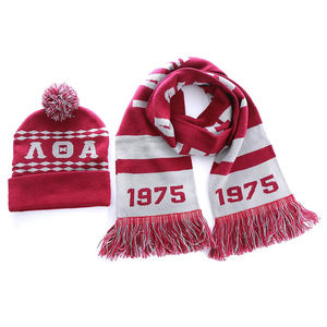 Greek Letter Sorority Football <b>Scarf</b> and Beanie Set Custom Organization Team Spirit Warm Winter Sports Supporter Fanwear Apparel - Product Image 1