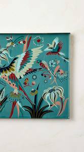 Plateau de service rectangulaire moderne décoratif avec émail, utilisation et impression florale d'oiseaux colorés, plateau en métal pour la maison, l'hôtel, les cadeaux - Product Image 5