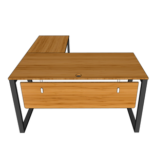 BFTB2009 TrapezBamboo II L-Shaped <b>Office</b> <b>Desk</b> 140x150cm <b>Foldable</b> Portable Storage Features Simple Assembled Iron Legs Wooden - Product Image 5