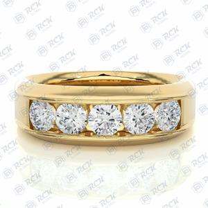 1.75 TCW rond Briliiant coupe 5 pierre Moissanite bague pour femmes/anniversaire cadeau bague bande pour amour cadeau d'anniversaire - Product Image 2
