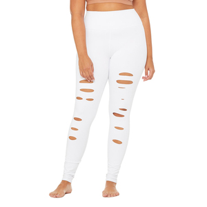 Vente en gros de pantalons de gym personnalisés pour femmes, leggings de fitness slim, taille haute, déchirés, pour la course à pied, entraînement de yoga pour filles - Product Image 1