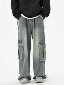 Pantalones Vaqueros Cargo Casuales para Hombre, Ecológicos, Ligeros, de Mezclilla, Corte Regular, Alta Calidad, Estilo Retro Americano, Lavado Nuevo - Product Image 6