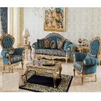 Ensemble de canapés modernes en teck turquoise courbé, 5 places, luxueux, sculptés, pour salon, meubles de salon, USA