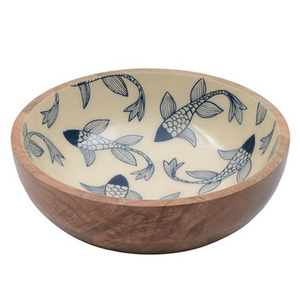 Modern Decorative Mango Wood Serving Bowl Kitchenware with Enamel Print Fruits Salad <b>Chocolate</b> for Parties Christmas Holiday - Product Image 6