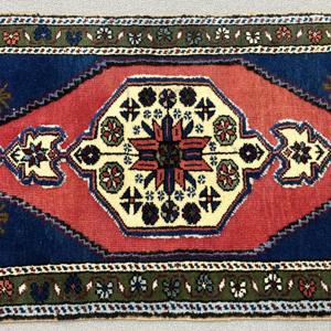 พรมวินเทจตุรกี ขนาด 1.9x3.6 ฟุต (59x110 ซม.) พรมขนสัตว์สีน้ำเงิน - Product Image 3