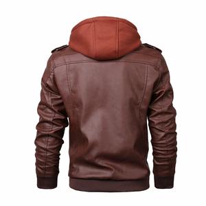 Chaqueta de cuero para hombre de primavera y otoño, cuello cuadrado sólido, múltiples bolsillos, ropa clásica Vintage para motocicleta - Product Image 4